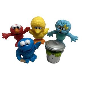 Sesame Street Lot of 5 Hasbro PVC 3" Figures big bird cookie monster Bendable
